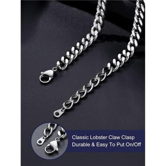 Barbed Wire Cuban Chain Necklace Gothic Punk Choker Stainless Steel Unisex - Picture 6 of 7